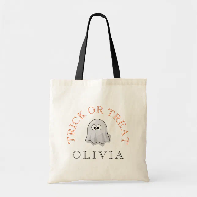 Ghost Costume Halloween Trick or Treat Name Tote Bag | Zazzle