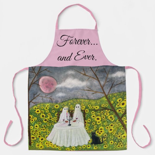 Ghost Couple and Flowers Apron