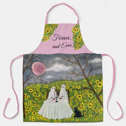 Ghost Couple and Flowers Apron