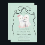 Ghost Couple Baby Shower Invitation<br><div class="desc">Celebrate the arrival of your little one with our enchanting Ghost Baby Shower Invitation. This adorable design features a charming hugging ghost couple, perfectly set against a whimsical mint green background. The trendy coquette hand-drawn ribbon frame adds a touch of elegance, making it an ideal choice for a delightful and...</div>