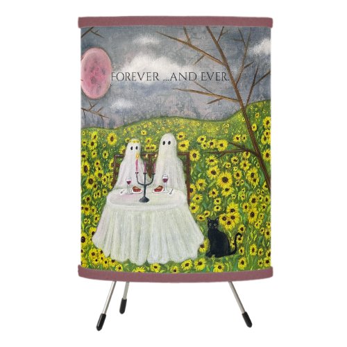 Ghost Couple with Flowers Tripod Lamp