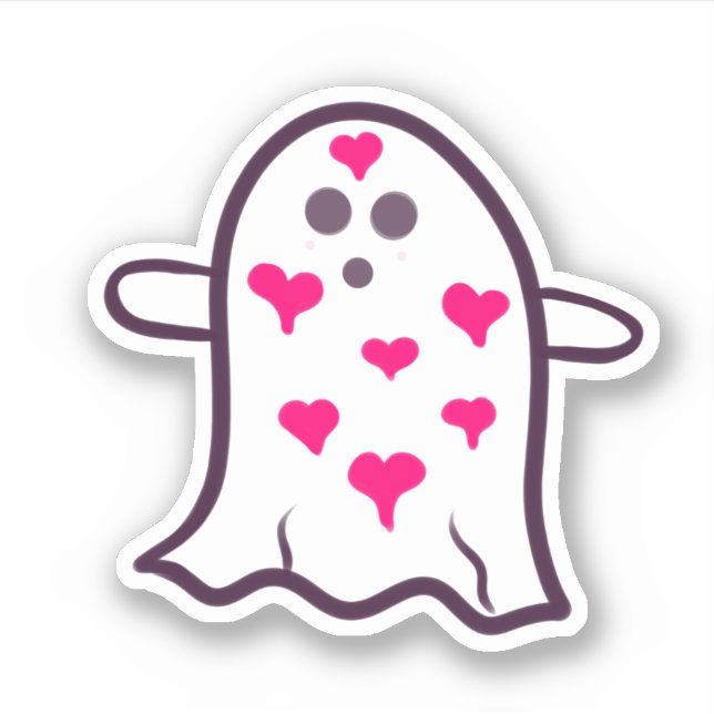 Ghost Covered in Hearts Sticker (Front)