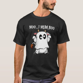 Ghost Cow Moo I Mean Boo Funny Pumpkin Farmer Hall T-Shirt