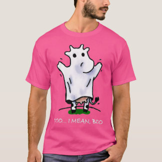 Ghost Cow Moo I Mean Boo Pumpkin Moon Halloween - T-Shirt