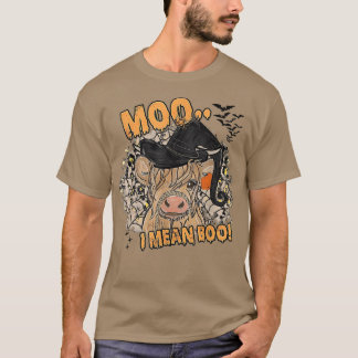 Ghost Cow Witch Moo I Mean Boo Pumpkin Moon Hallow T-Shirt