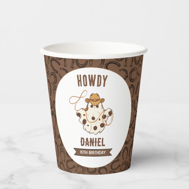 Ghost Cowboy Birthday Invitation Paper Cups (Front)