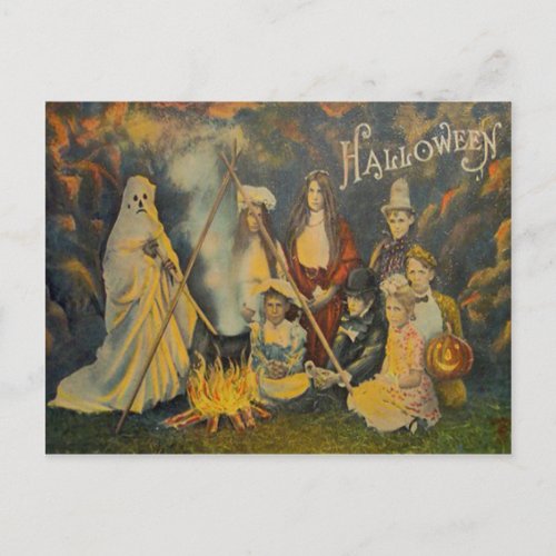 Ghost Cowboy Costume Jack O Lantern Pumpkin Postcard