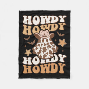 Ghost Cowboy Hat Bats Rodeo Western Halloween Fleece Blanket