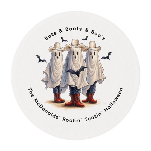 Ghost Cowboy Western Theme Spooky Halloween Party Edible Frosting Rounds