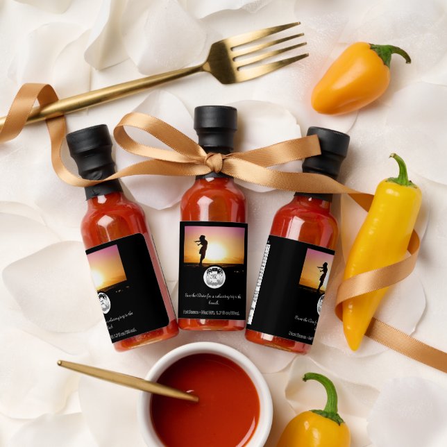 Ghost Crab Silhouette and Shadow Monogram Photo Hot Sauces (Wedding)