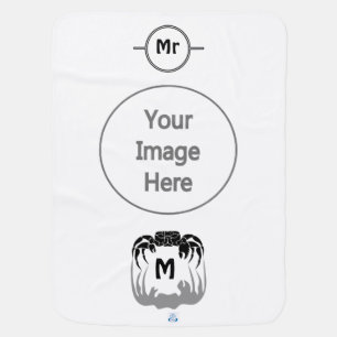 Ghost Crab Silhouette Casting a Shadow Monogram Baby Blanket