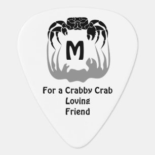 Ghost Crab Silhouette Casting a Shadow Monogram Guitar Pick