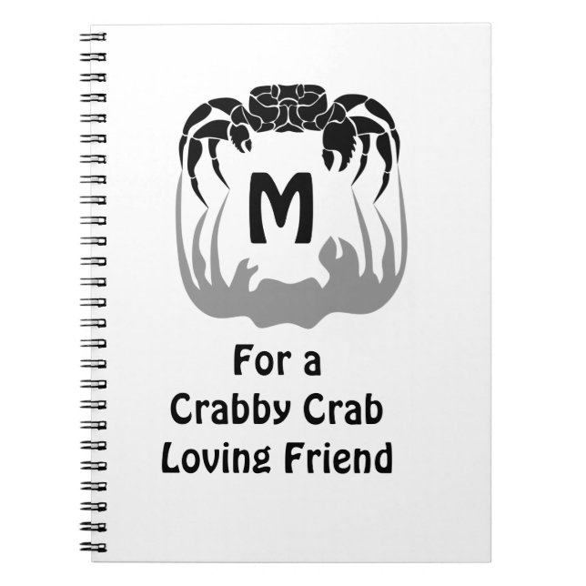 Ghost Crab Silhouette Casting a Shadow Monogram Notebook (Front)
