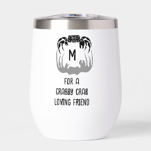 Ghost Crab Silhouette Casting a Shadow Monogram Thermal Wine Tumbler