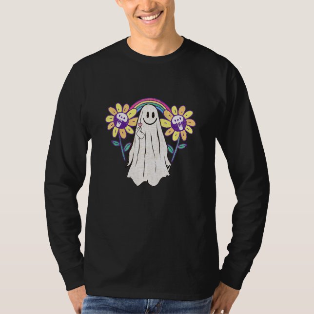 Ghost  Cute Colorful Rainbow Goth T-Shirt (Front)
