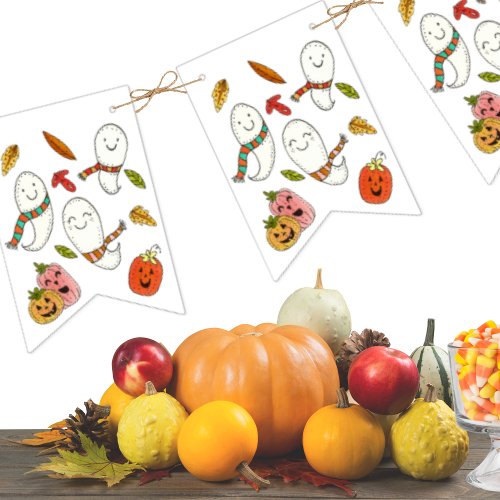 Ghost Cute Halloween Party Bunting Flags
