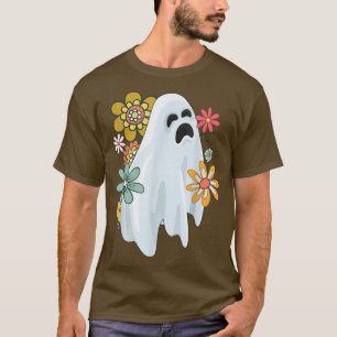 Ghost Cute Vintage Retro Floral Groovy Halloween G T-Shirt