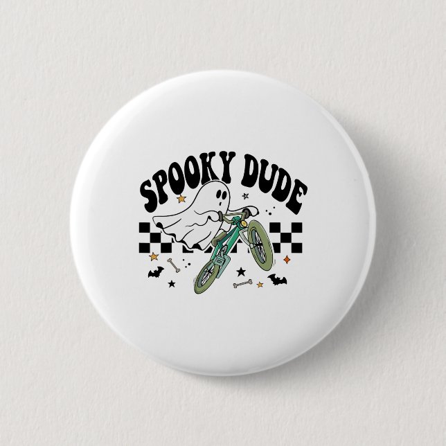 Ghost Cycling Bicycle Bike Retro Halloween Party C Button (Front)