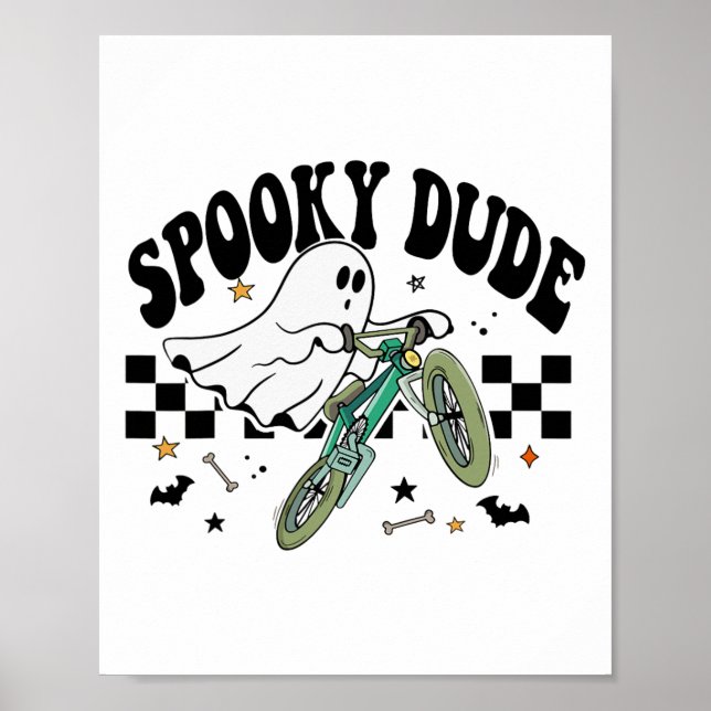 Ghost Cycling Bicycle Bike Retro Halloween Party C Poster (Front)