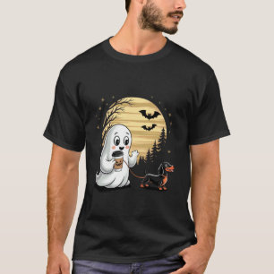 Ghost Dachshund Halloween Spooky Season Weenie Dog T-Shirt