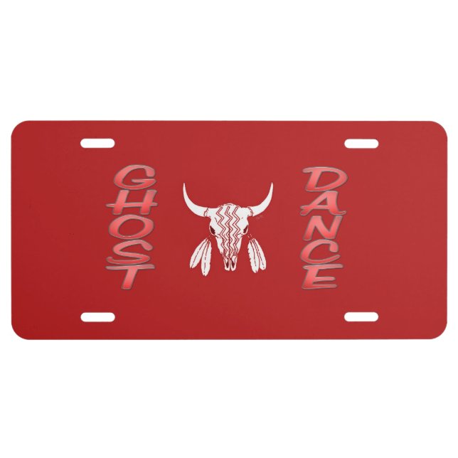 Ghost Dance red aluminum car license plate (Front)