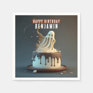 Ghost Dark and White Chocolate Birthday Cake - Napkins
