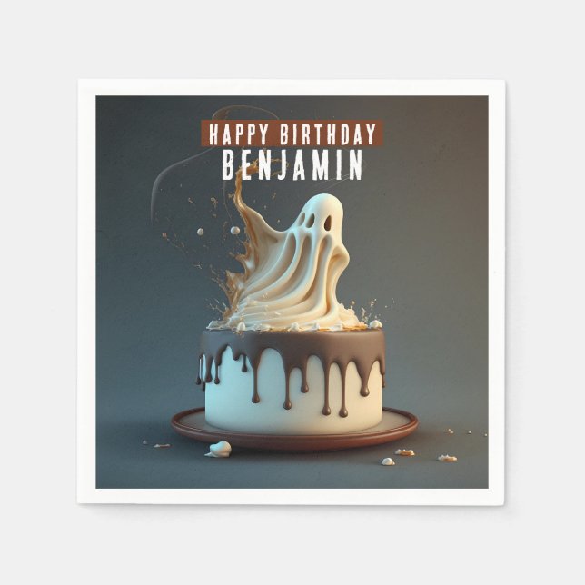 Ghost Dark and White Chocolate Birthday Cake -  Napkins (Front)