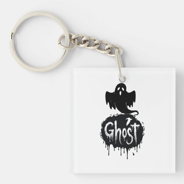 Ghost – Dark Horror Dripping Text Art Keychain (Front)