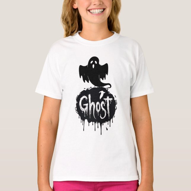 Ghost – Dark Horror Dripping Text Art T-Shirt (Front)
