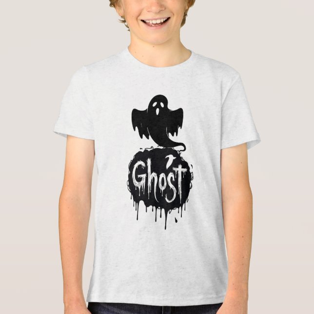 Ghost – Dark Horror Dripping Text Art Tri-Blend Shirt (Front)