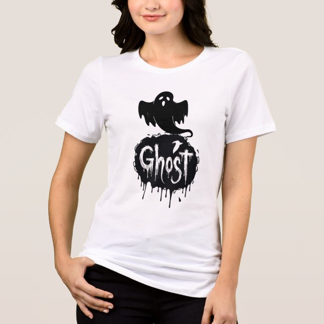 Ghost – Dark Horror Dripping Text Art Tri-Blend Shirt (Front)