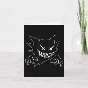 Ghost Demon Sketchy Blackwork Tattoo Flash Card