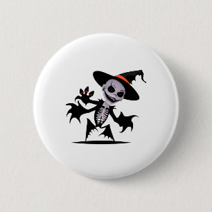 Ghost Devil In Halloween Sticker  Button
