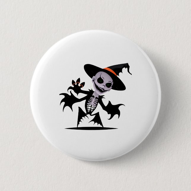 Ghost Devil In Halloween Sticker  Button (Front)