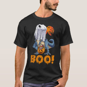 Ghost Dinosaur T rex Funny Boo Halloween Boys Men  T-Shirt
