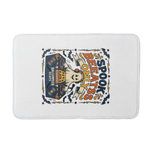Ghost DJ Spooky Beats Vintage Engraving Halloween Bath Mat