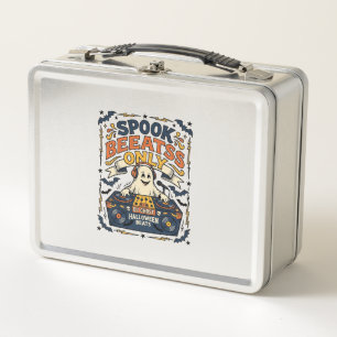 Ghost DJ Spooky Beats Vintage Engraving Halloween Metal Lunch Box