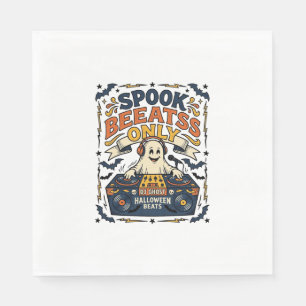 Ghost DJ Spooky Beats Vintage Engraving Halloween Napkins