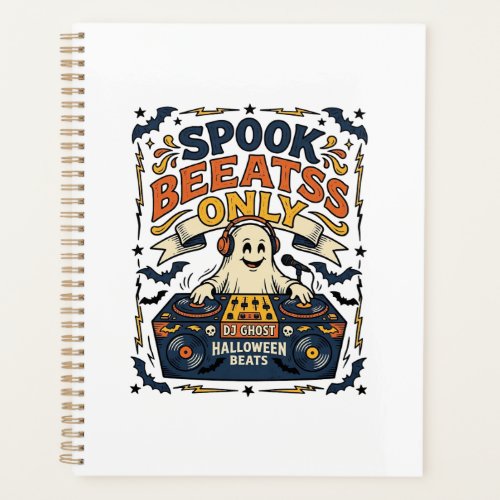 Ghost DJ Spooky Beats Vintage Engraving Halloween Planner