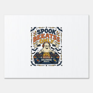 Ghost DJ Spooky Beats Vintage Engraving Halloween Sign