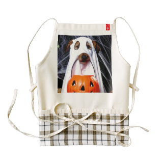 Ghost dog - funny dog - dog halloween zazzle HEART apron