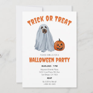 Ghost Dog Halloween Trick or Treat Party Invitation