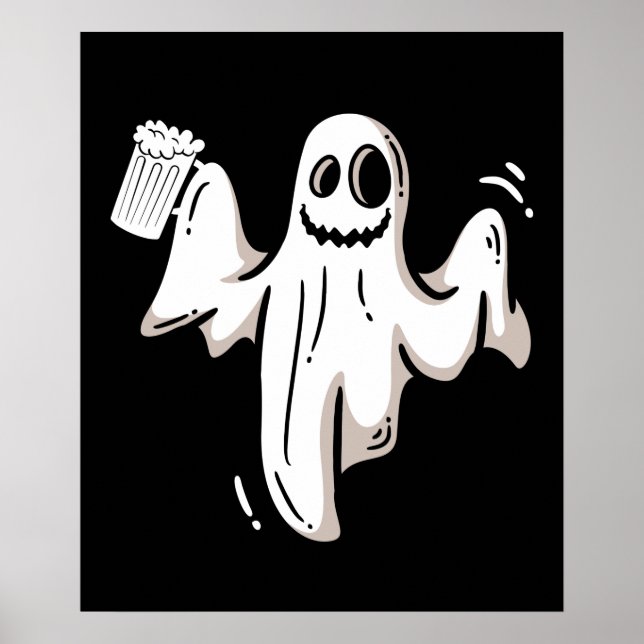 Ghost Drink Beer Funny Halloween Poster (Front)