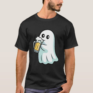 Ghost Drinking Beer Funny Creepy Halloween Trick o T-Shirt