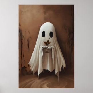 Ghost Drinking Cocktail Dirty Martini Olives Poster