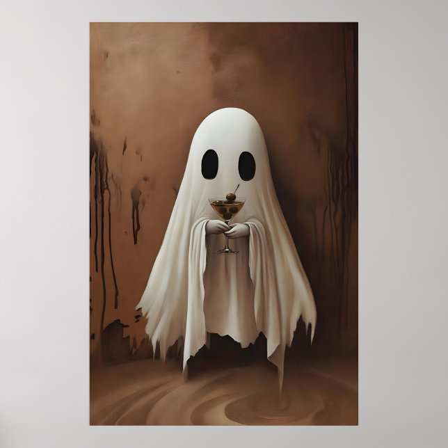 Ghost Drinking Cocktail Dirty Martini Olives Poster (Front)