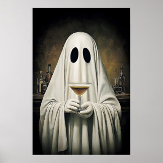 Ghost Drinking Cocktail Espresso Martini Print