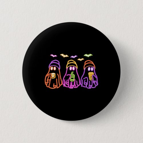 Ghost Drinking Coffee Funny Halloween Costume Coff Button