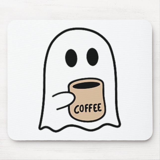 Ghost Drinking Coffee Funny Halloween Costume Coff Mouse Pad (Front)