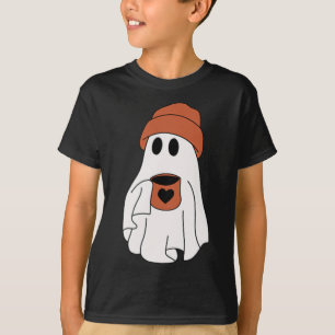 Ghost Drinking Coffee Funny Halloween Costume Coff T-Shirt